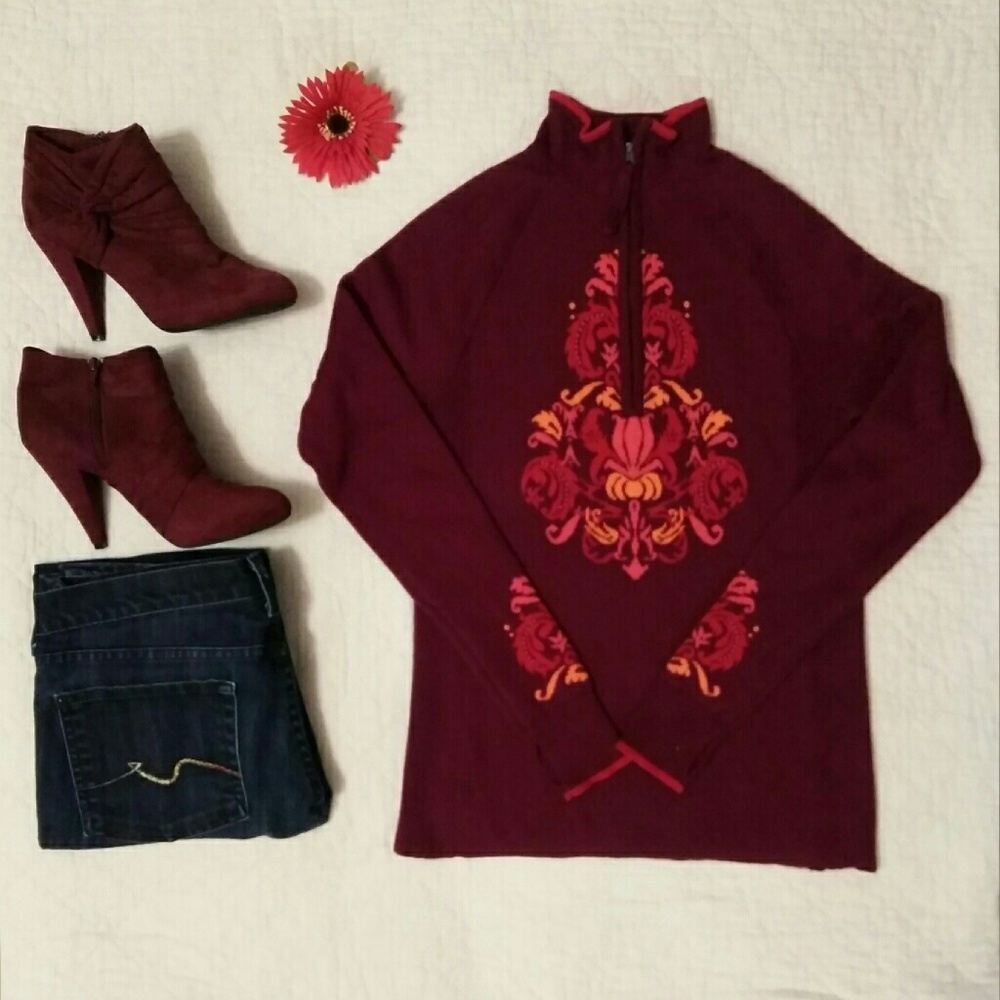Athleta Burgundy 1/2 Zip Sweater